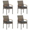 vidaXL Gartenst&uuml;hle 4 pcs Grau und Dunkelgrau Poly-Rattan und Akazie