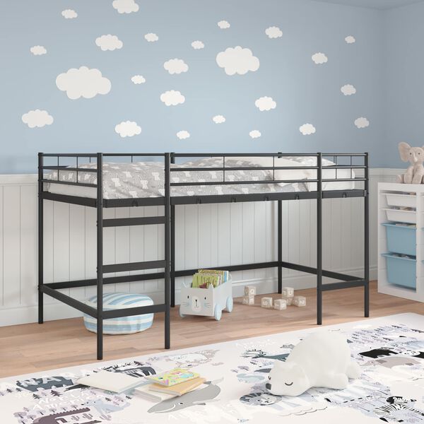 vidaXL Kinderloftbett Schwarz 79,5 x 200 cm Stahl