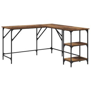 vidaXL Schreibtisch Altholz 139 x 139 x 75 cm Holzwerkstoff