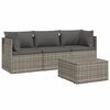 vidaXL 4-tlg. Garten-Lounge-Set mit Kissen Grau Poly Rattan