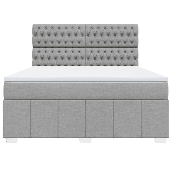 vidaXL Boxspringbett mit Matratze Hellgrau 180x200 cm Stoff