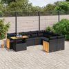 vidaXL 10-tlg. Garten-Sofagarnitur mit Kissen Schwarz Poly Rattan