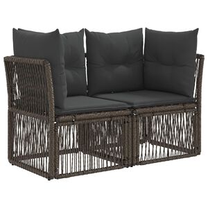 vidaXL Garten-Sofa 2-Sitzanzahl Grau Poly-Rattan