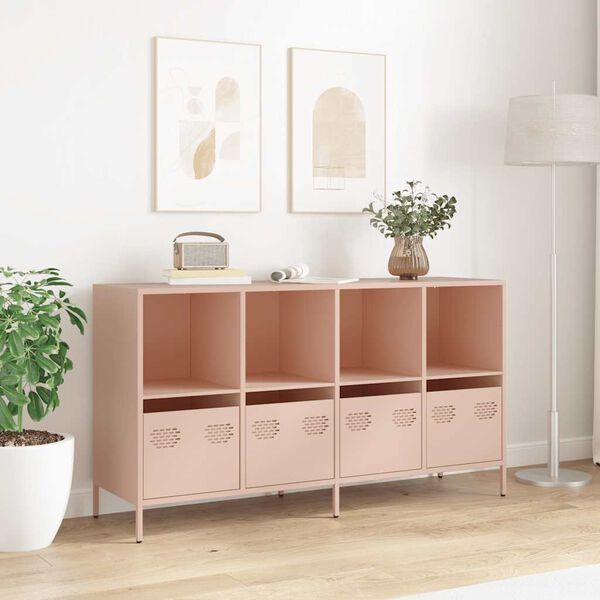 vidaXL Sideboard Rosa 135x39x73,5 cm Kaltgewalzter Stahl