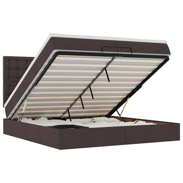 vidaXL Ottoman-Bett mit Matratzen Dunkelbraun 200x200 cm Stoff