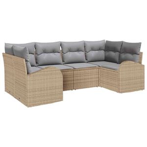 vidaXL Gartensofa-set mit Kissen 6 pcs Beige und Hellgrau Poly-Rattan
