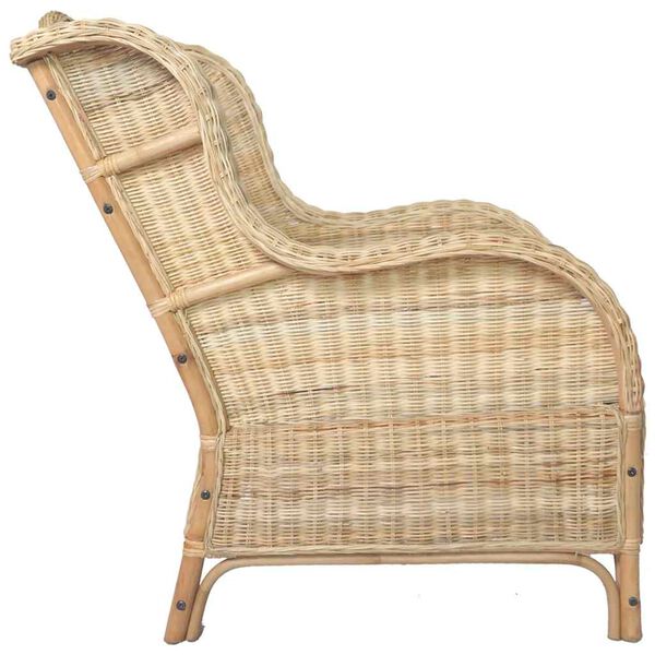 vidaXL Sessel mit Kissen Natur-Rattan und Leinen
