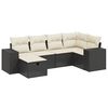 vidaXL 6-tlg. Garten-Sofagarnitur mit Kissen Schwarz Poly Rattan
