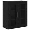 vidaXL Highboard 2 pcs Schwarz Eichen-Optik Engineered Wood und Glas