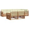vidaXL Outdoor-Sofagarnitur mit Kissen 7 pcs Natur und Creme