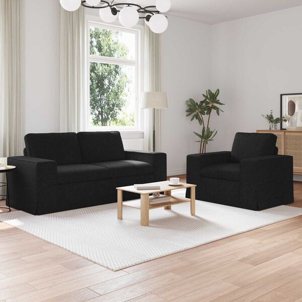 vidaXL Sofa 2 pcs Schwarz 182 x 80 x 82 cm Stoff