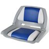 vidaXL Bootssitz Klappbar mit Polster in Blau-Wei&szlig; 48x51x41 cm