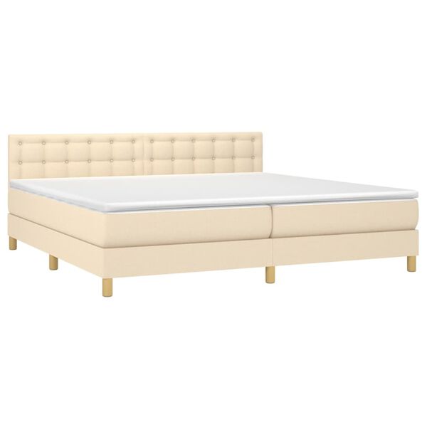 vidaXL Boxspringbett mit Matratze Creme 200x200 cm Stoff