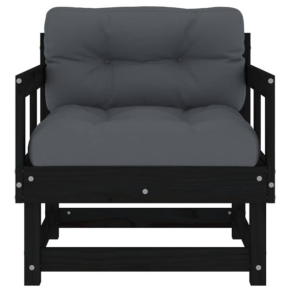 vidaXL Gartenst&uuml;hle mit Kissen 2 Stk. Schwarz Massivholz Kiefer