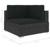 vidaXL 8-tlg. Garten-Lounge-Set mit Auflagen Poly Rattan Schwarz