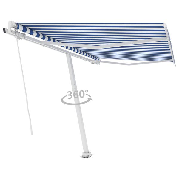 vidaXL Standmarkise Manuell Einziehbar 300x250 cm Blau/Wei&szlig;
