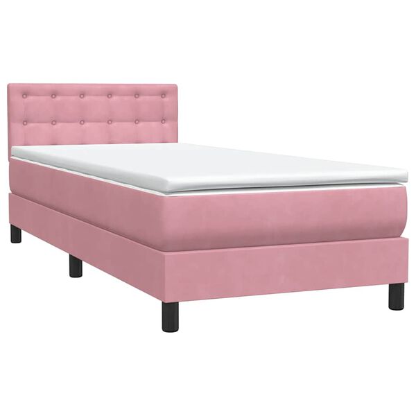 vidaXL Boxspringbett mit Matratze Rosa 100x210 cm Samt