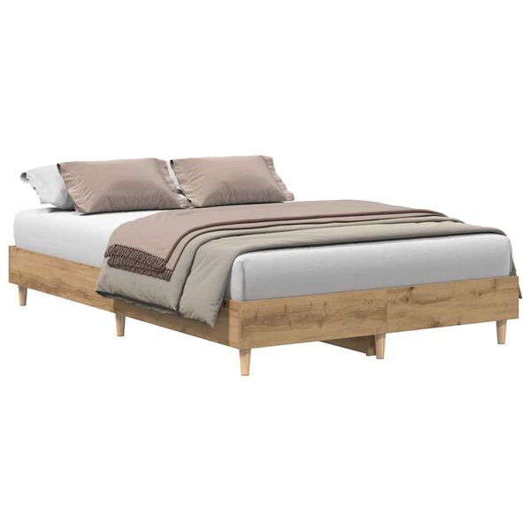 vidaXL Bettgestell ohne Matratze Artisan-Eiche 135x190cm Holzwerkstoff