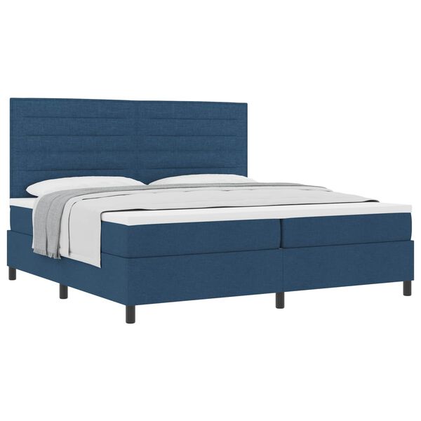vidaXL Boxspringbett mit Matratze mit Kopfteil Blau 200 x 200 cm Stoff