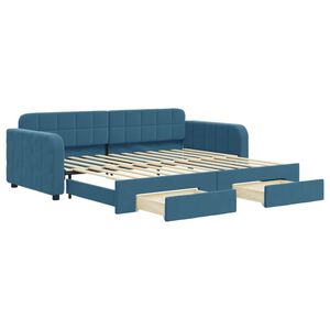 vidaXL Tagesbett Ausziehbar mit Schubladen Blau 90x200 cm Samt