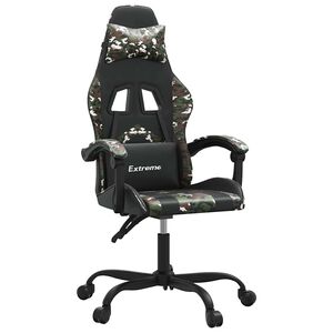 vidaXL Gaming-Stuhl Drehbar Schwarz und Tarnfarben Kunstleder