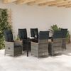 vidaXL Garten Essgruppe mit Kissen 7 pcs Grau Poly-Rattan