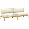 vidaXL Sofa Set mit Kissen Uni 2 pcs Creme Massivholz Akazie