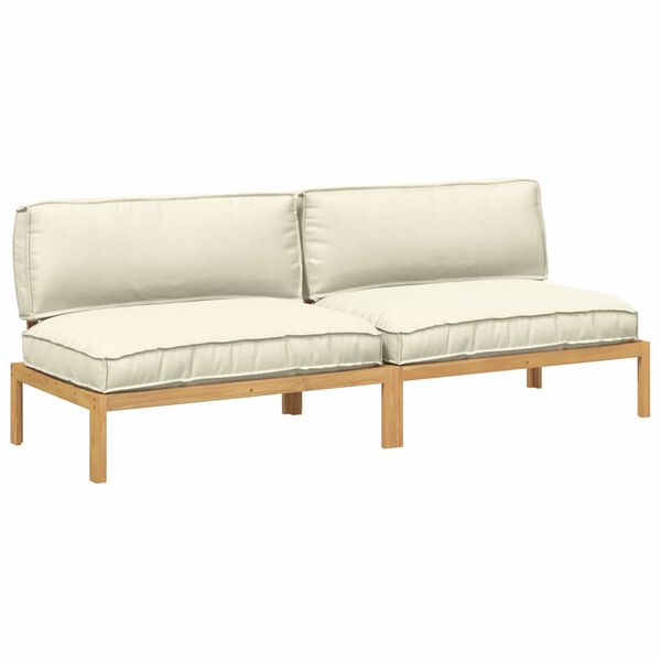 vidaXL Sofa Set mit Kissen Uni 2 pcs Creme Massivholz Akazie