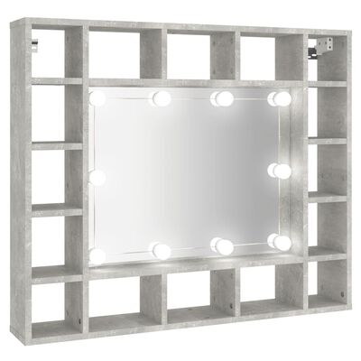 vidaXL Spiegelschrank mit LED Betongrau 91x15x76,5 cm