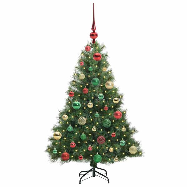 vidaXL Künstlicher Weihnachtsbaum mit 150 LEDs Grün 120 cm PE und PVC