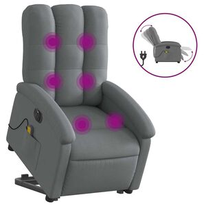 vidaXL Elektrischer Massagesessel mit Aufstehhilfe Dunkelgrau Stoff