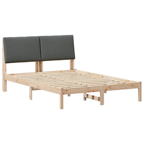 vidaXL Bettgestell Braun und Dunkelgrau 140 x 190 cm Massivholz Kiefer