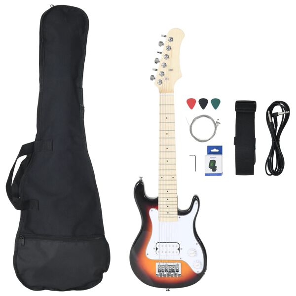 vidaXL E-Gitarre für Kinder mit Tasche Braun und Weiß 3/4 30"