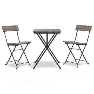 vidaXL 3-tlg. Bistro-Set Klappbar Grau Poly Rattan