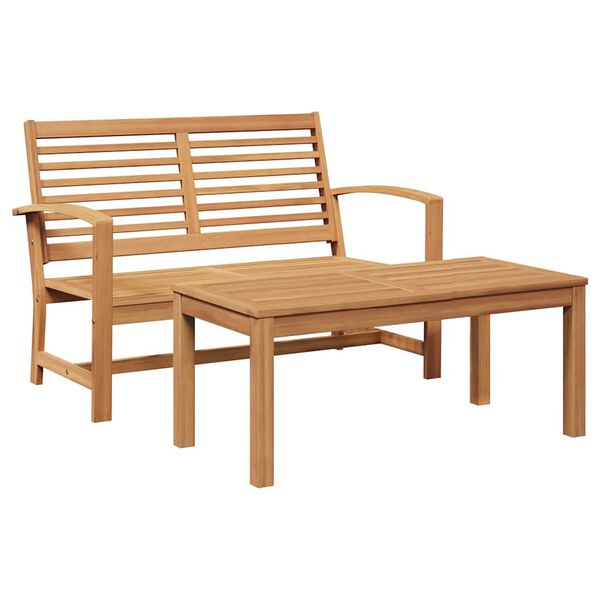 vidaXL Garten-Sofa-Set Natur Teak-Massivholz