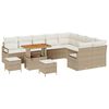 vidaXL Garten-Sofa-Set mit Kissen 12 pcs Beige Poly Rattan