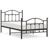 vidaXL Bettgestell mit Kopf- und Fu&szlig;teil Metall Schwarz 100x190 cm