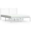 vidaXL Bettgestell mit Kopfteil Metall Wei&szlig; 135x190 cm