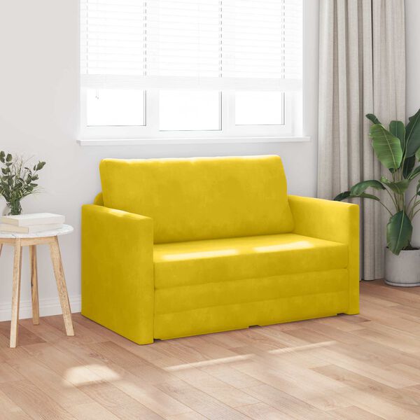vidaXL Schlafsofa 110cm Sonnenblumen Gelb Samt