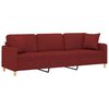 vidaXL 3-Sitzer-Sofa mit Kissen Weinrot 210 cm Stoff