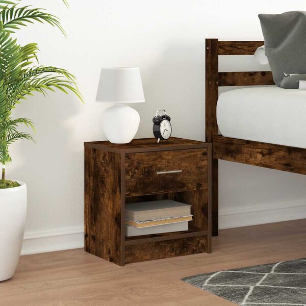 vidaXL Nachttisch mit Schublade R&auml;uchereiche 39x28x41 cm