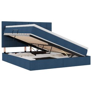 vidaXL Aufbewahrungsbett mit Matratze Blau 160 x 200 cm Polyester