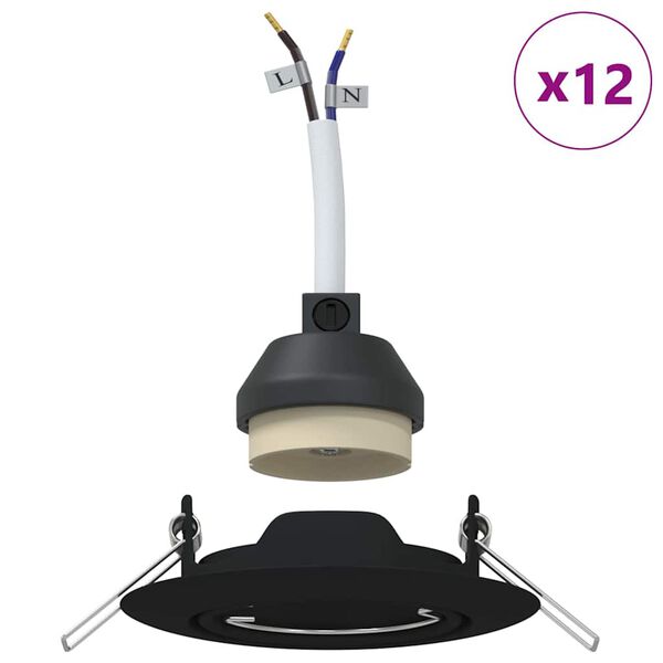vidaXL Spotlight 12 pcs Schwarz 9 x 9 x 2,5 cm Metall