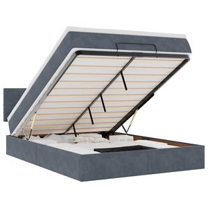 vidaXL Ottoman-Bett mit Matratze & LEDs Dunkelgrau 140x190 cm Samt