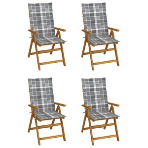 vidaXL Klappst&uuml;hle Verstellbar 4 Stk. mit Auflagen Massivholz Akazie