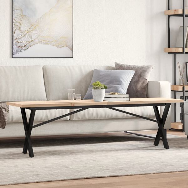 vidaXL Couchtisch X-Gestell 160x40x45,5 cm Massivholz Kiefer Stahl