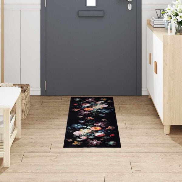 vidaXL Küchen Teppich Schwarz 150 x 45 cm Samt