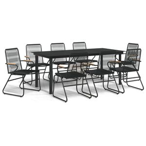 vidaXL 9-tlg. Garten-Essgruppe Schwarz PVC Rattan