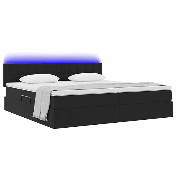 vidaXL Bett mit Stauraum und LED mit LED Schwarz 200 x 200 cm Samt