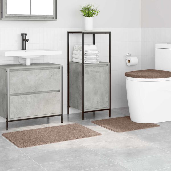 vidaXL Anti-Rutsch Badematten-Set 3 pcs Braun PP